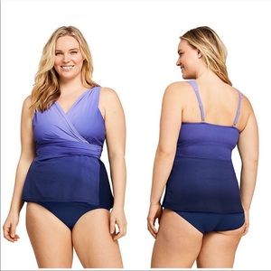 EUC Lands End Purple Ombré Tankini Top Size 24 W